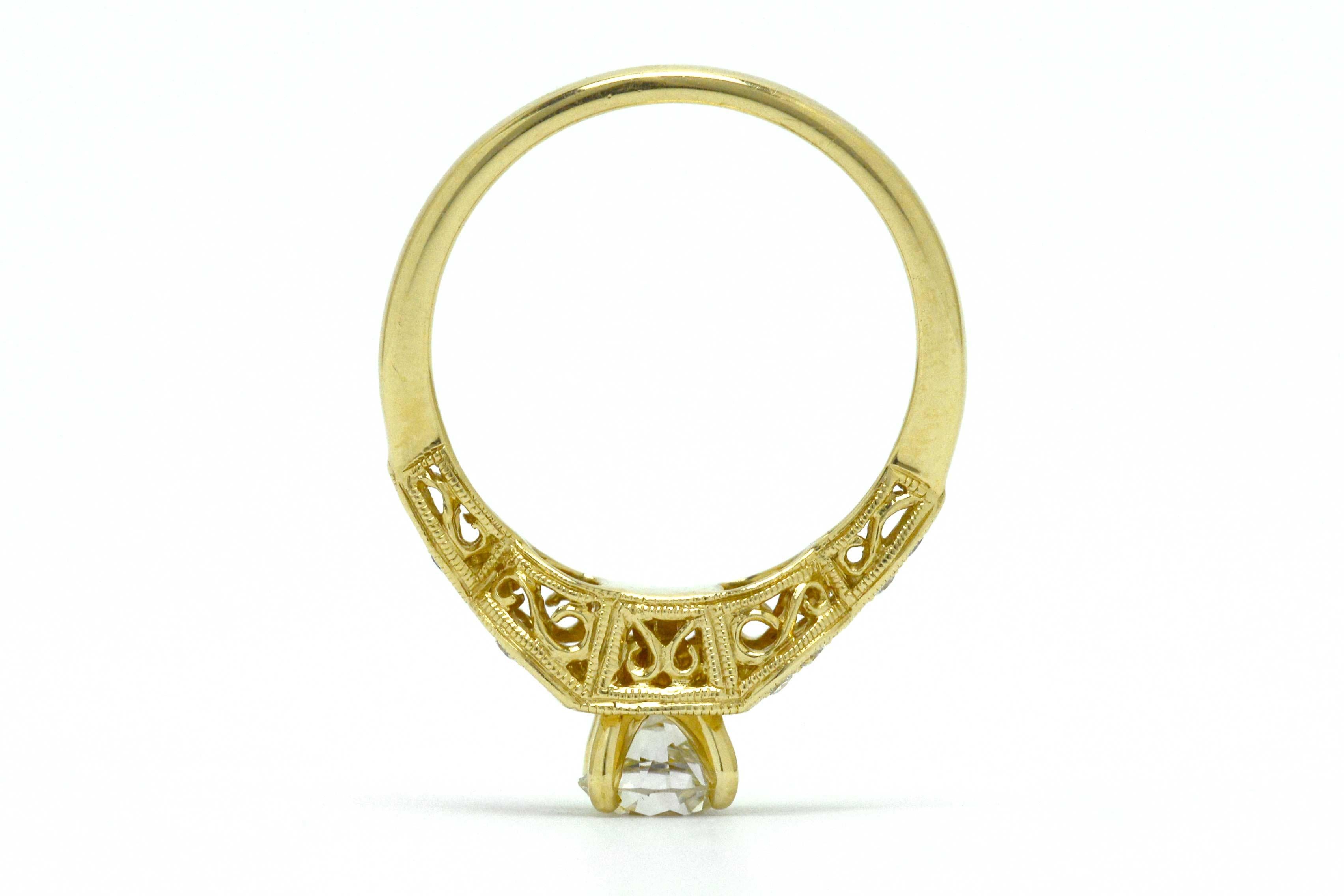 Revival 3/4 Carat Round Diamond Solitaire Engagement Ring 14 Karat Gold EGL Certified