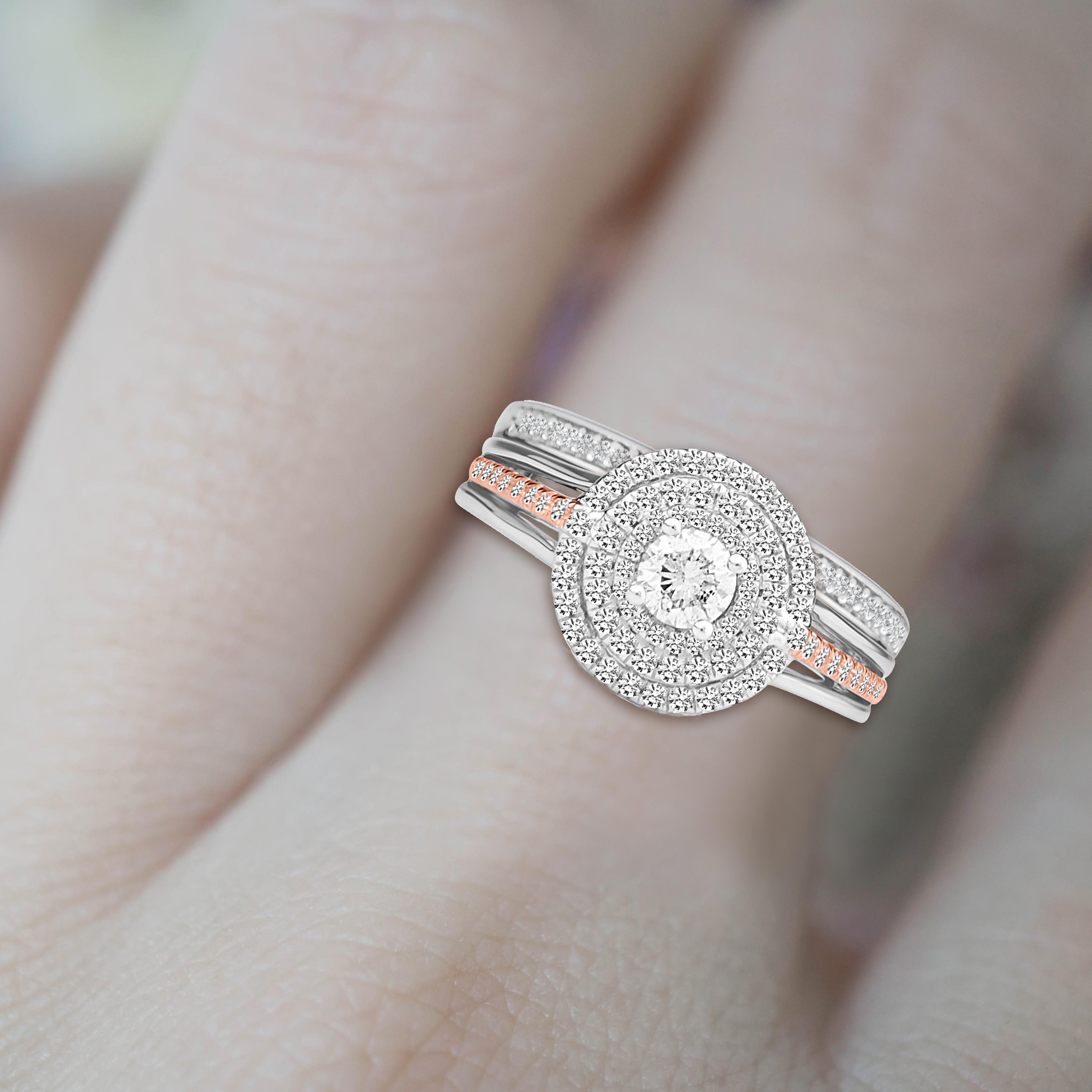 Women's 3/4 Carat Triple Halo Certified Diamond Ring in 14 Karat For Sale