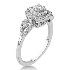 3/4 Carat Certified Diamond Engagement Ring & Band in 14 Karat White Gold