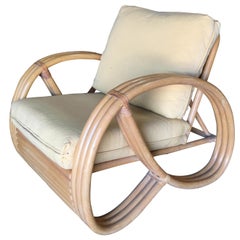 3/4 Round Pretzel Restored Large Pole Rattan Lounge Chair