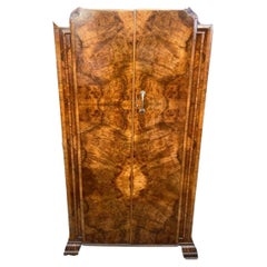 Vintage 3/4 size single heavily figured/burr walnut single wardrobe