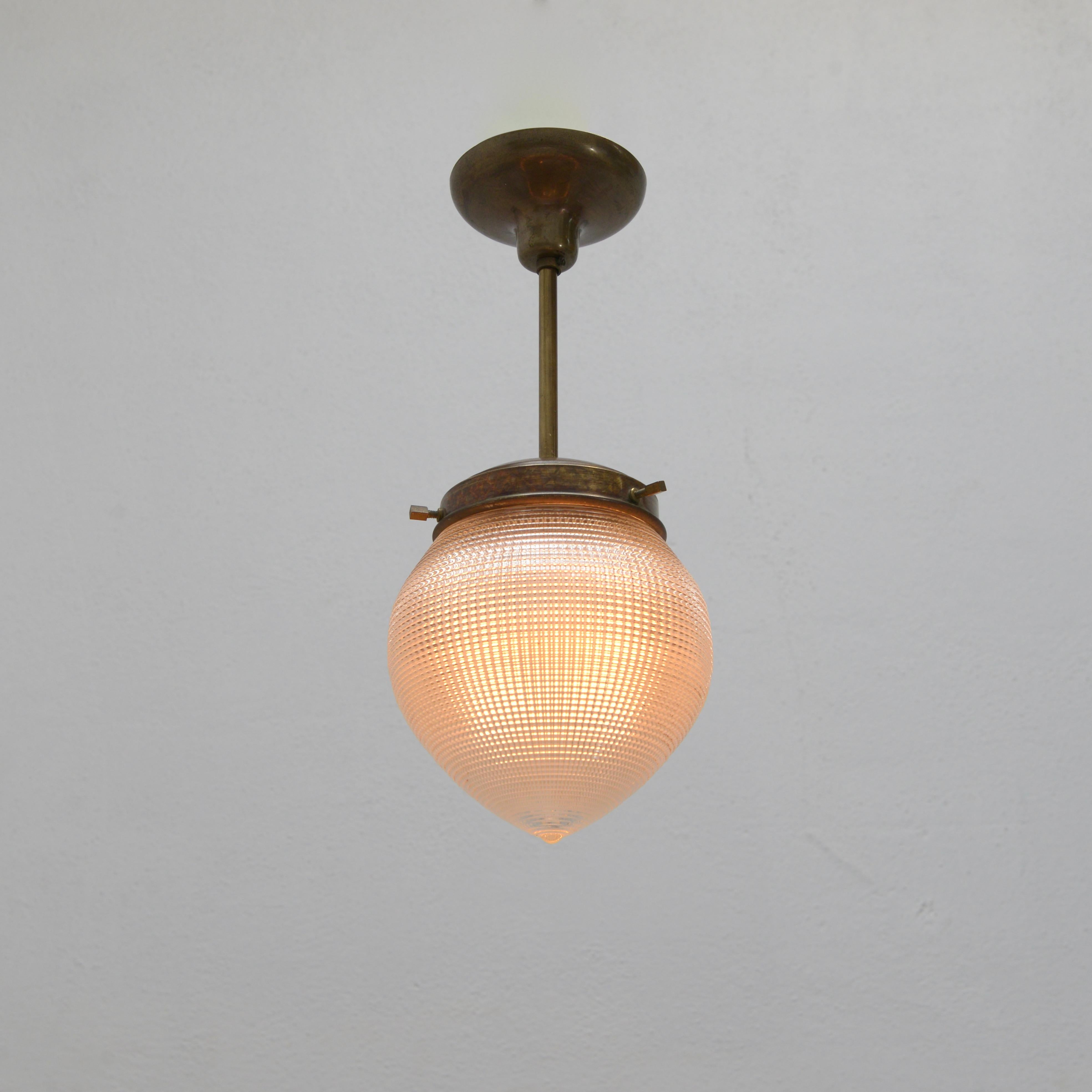 Brass 3' 40s Halophane Teardrop Pendants