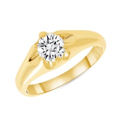 3/4ct. Round Cut Natural Diamond Solitaire Men's Ring