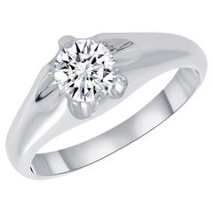 3/4ct. Bague homme solitaire en diamant naturel de taille ronde