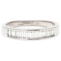 3/4ctw Baguette Diamond Wedding Band, 14k White Gold, Ring, Stackable 3/4ctw Baguette Diamond Wedding Band, 14k White Gold, Ring, Stackable