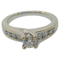 Retro 3/4ctw Diamond 14k White Gold Engagement Ring
