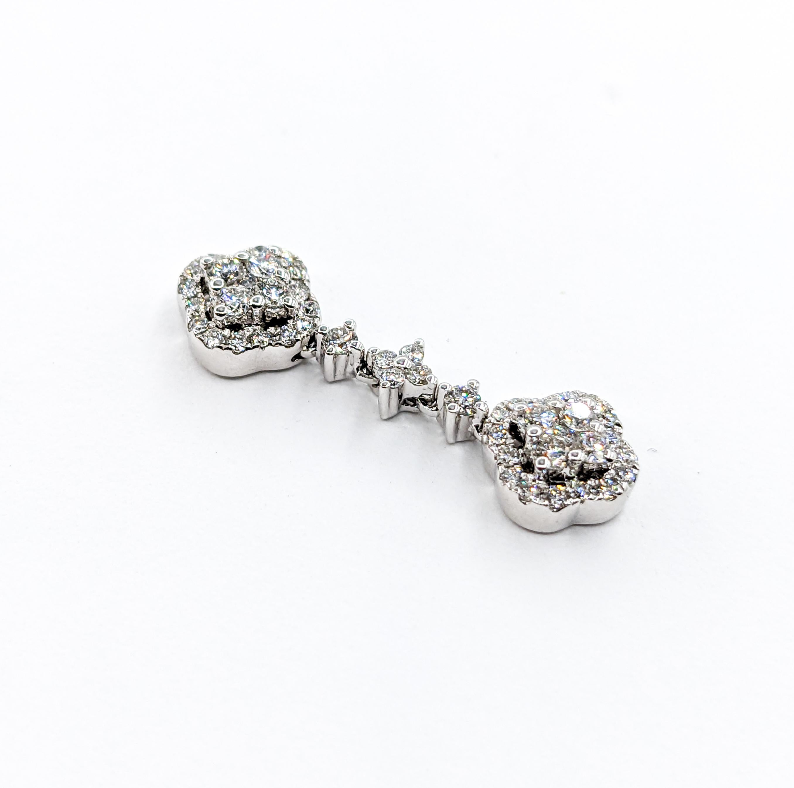 Contemporary 3/4ctw Diamond Quatrefoil Dangle Earrings For Sale