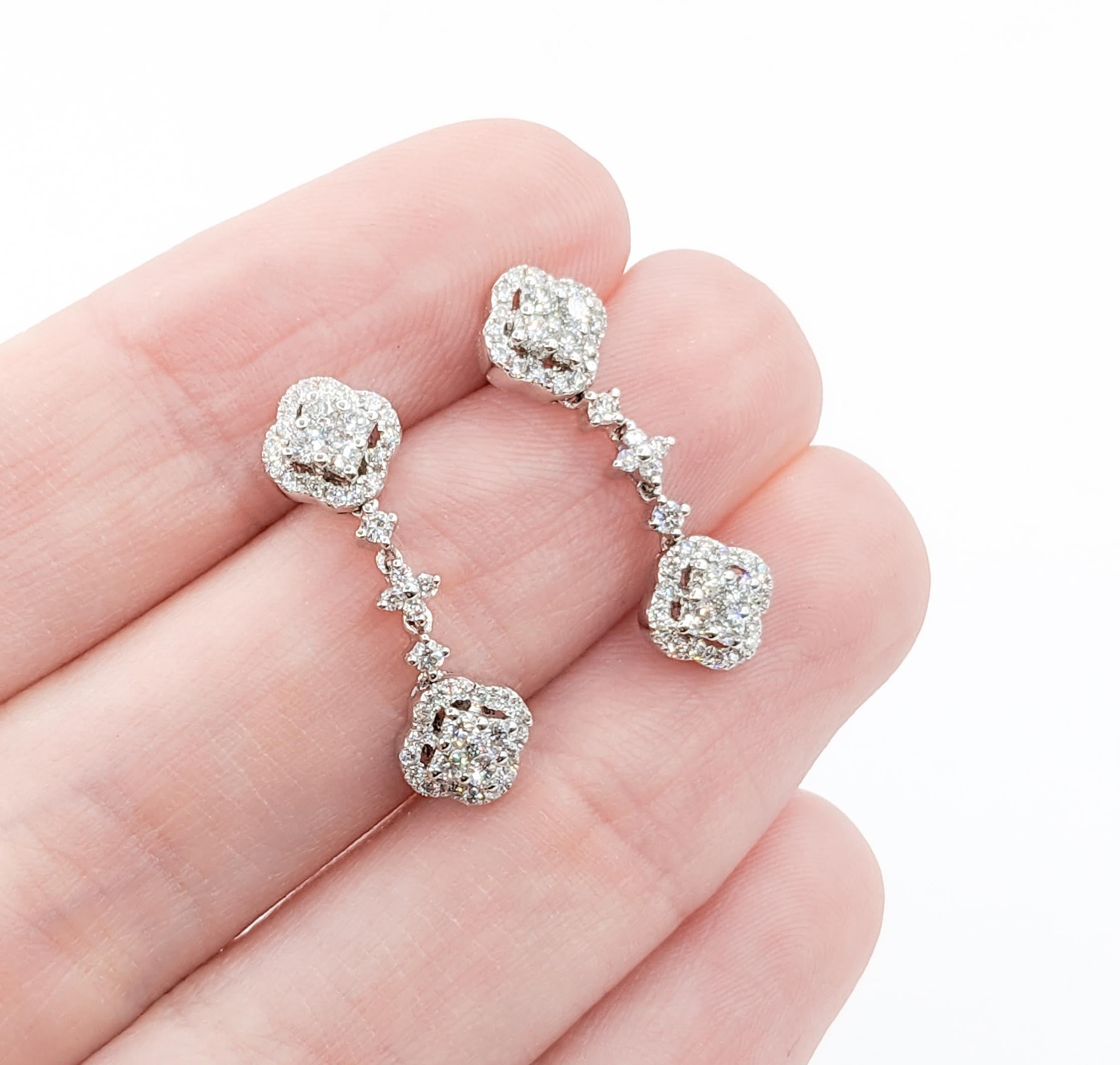 Women's 3/4ctw Diamond Quatrefoil Dangle Earrings For Sale
