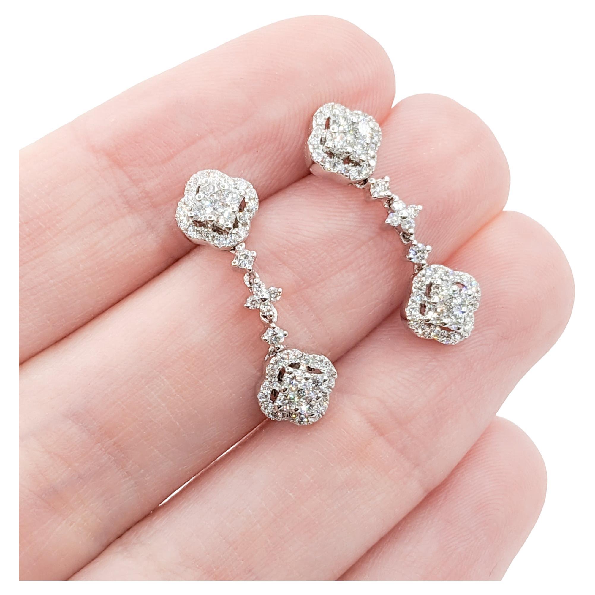 3/4ctw Diamond Quatrefoil Dangle Earrings For Sale