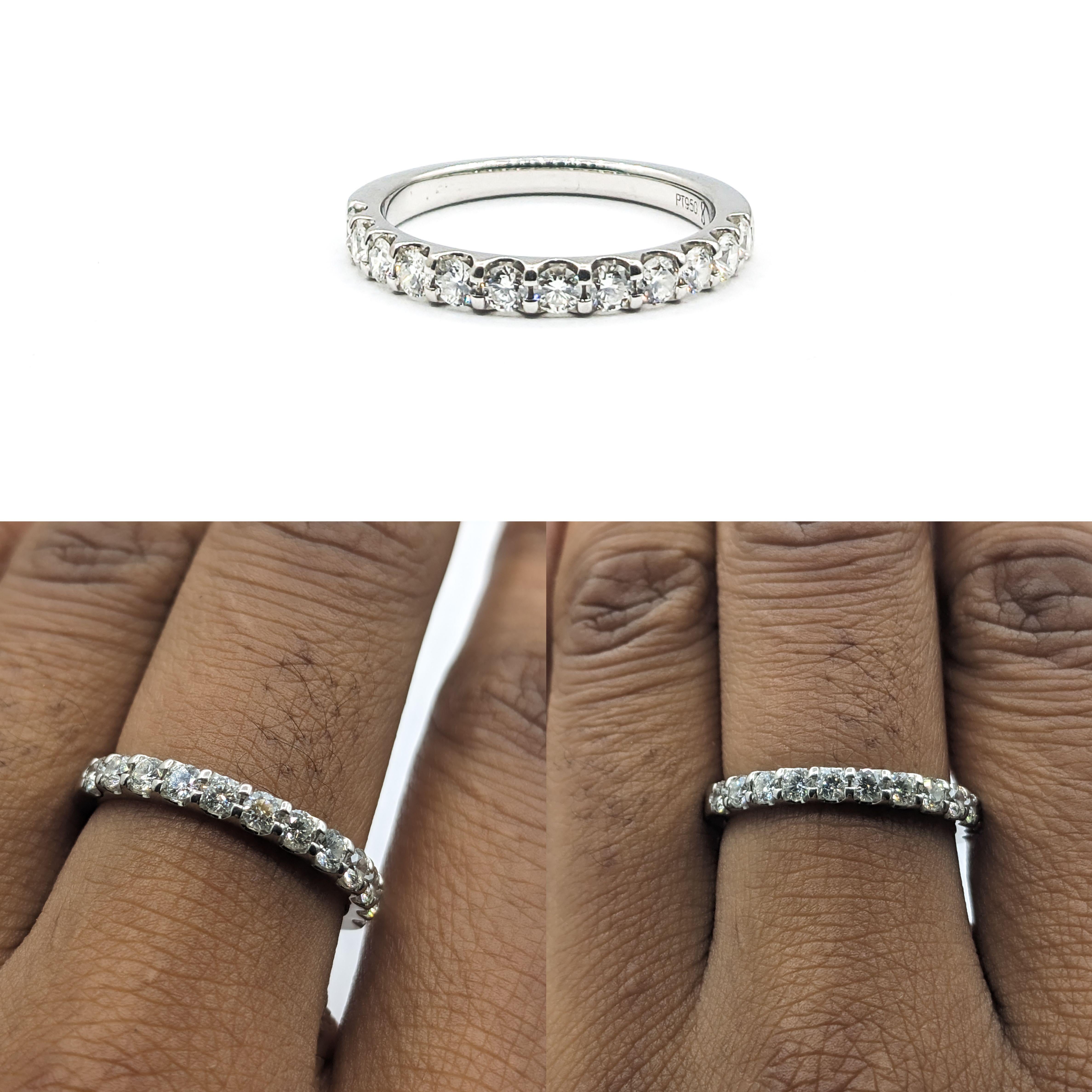 3/4ctw Diamond Ring In Platinum 

Discover the luxurious appeal of this Ring, exquisitely crafted from the finest platinum. It showcases .72ctw of round diamonds, each one gleaming with VS clarity and a colorless white brilliance that captivates the