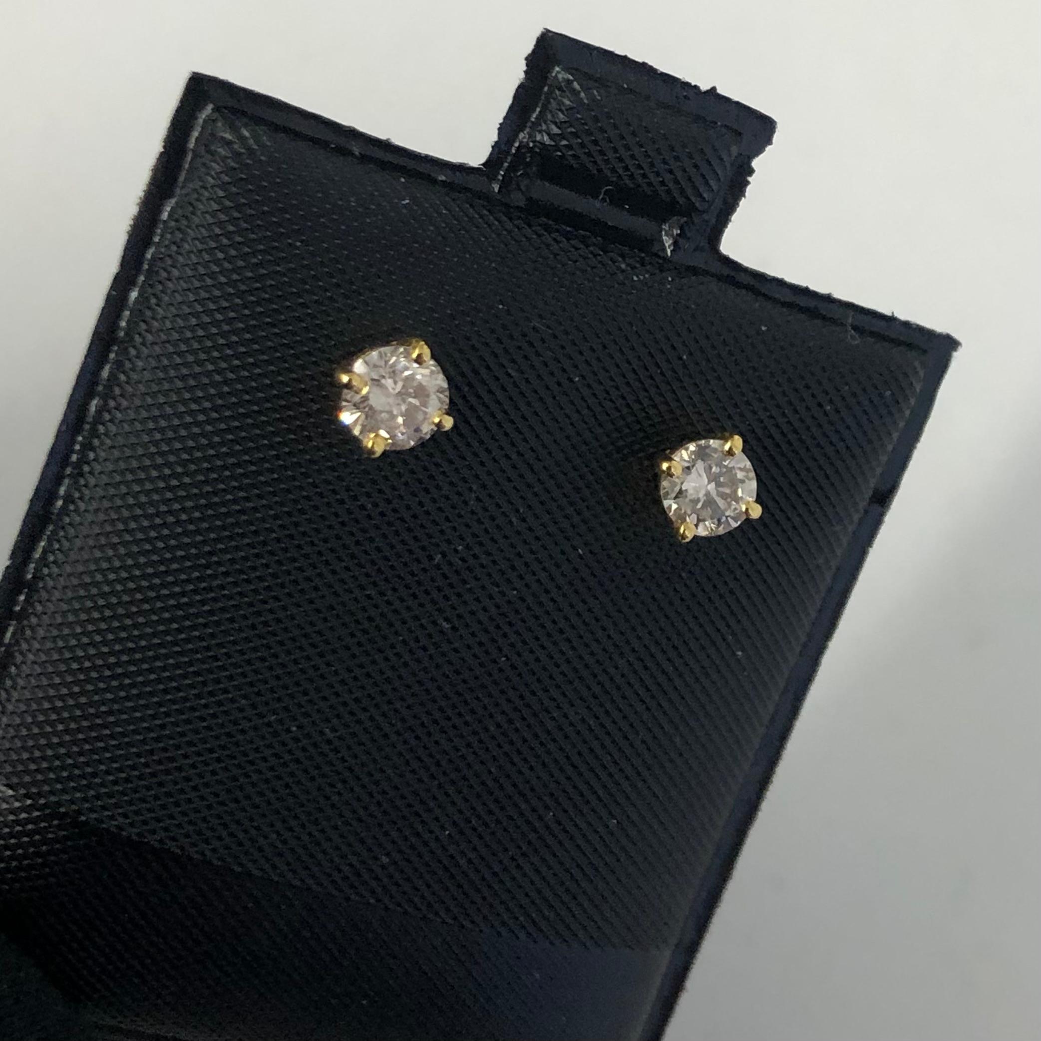 3/5 Carat Ct Natural Real Solitaire Diamond Stud Earrings 14k Yellow Gold For Sale 1