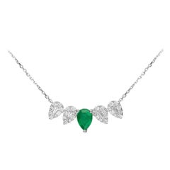3/5 Carat Emerald 18k White Gold Necklace