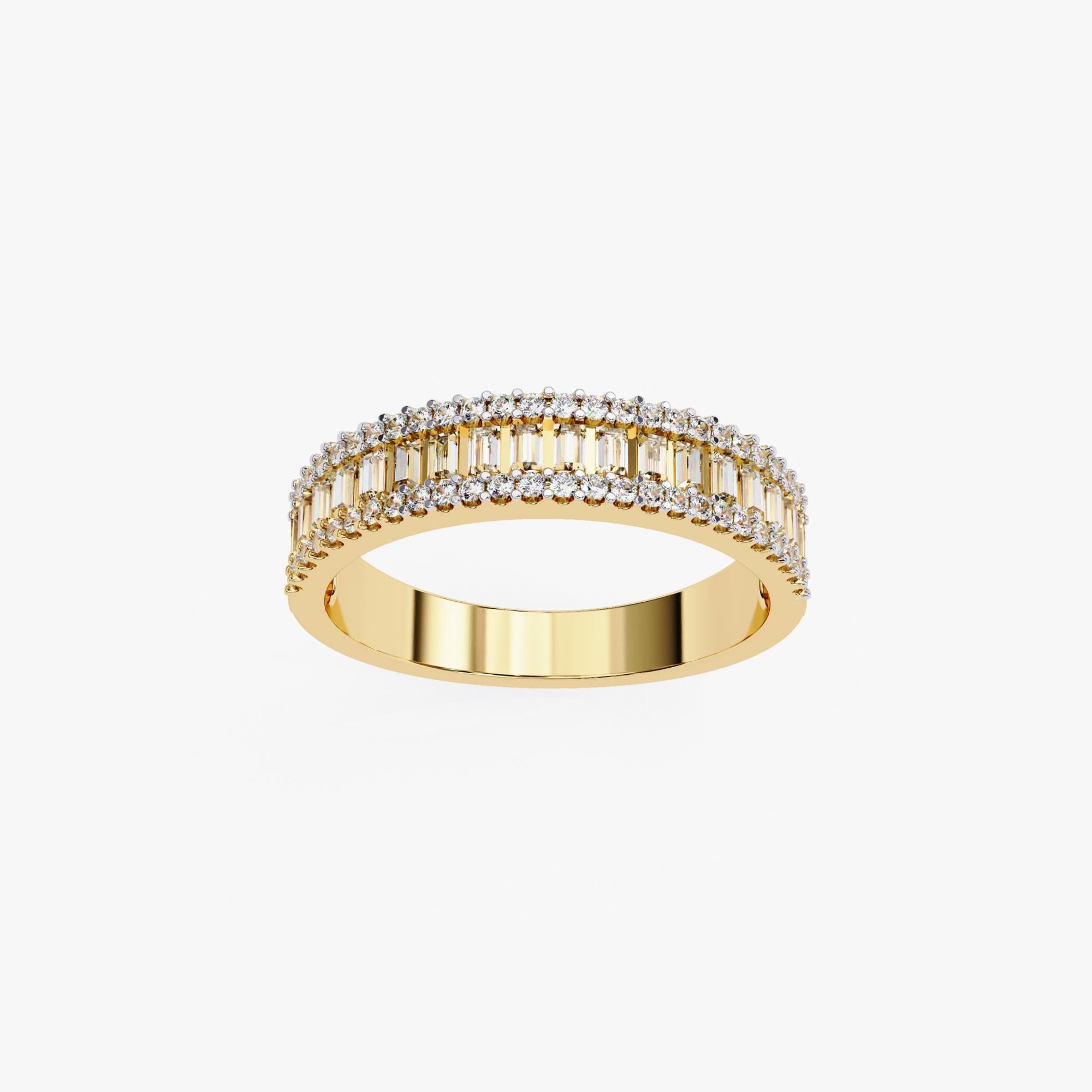 Women's or Men's 3/5 Ctw, Baguette and Round Diamond Half Eternity Band, 14K Solid Gold, SI GH For Sale