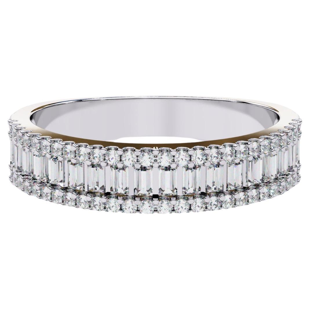 Bracelet demi-éternité en or massif 14 carats, 3/5 ctw, diamant baguette et rond, SI GH