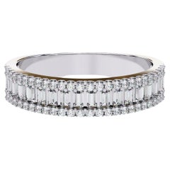 3/5 Gesamt-Eternity-Ring, 14K Massivgold, SI GH, Baguette- und runder Diamant