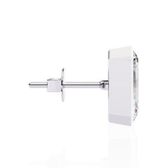 3/5 Ctw Emerald Cut Diamond Stud Earring Bezel Set 14K Solid Gold SI GH
