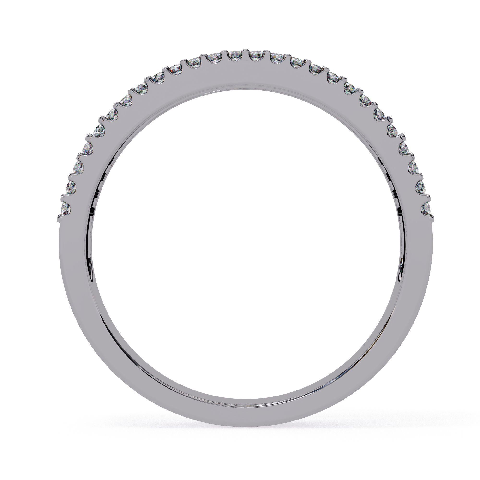 Anello a mezza eternità a 3 file con tondo e baguette da 3/5 carati in oro massiccio 14K SI GH in vendita 9