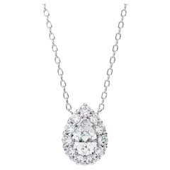 0,55 qt Pear Halo Natural  Collar Colgante de Diamantes, Oro 14K