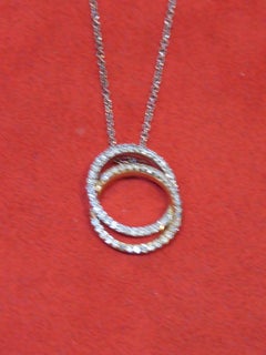 3, 500 Rare 14KT Gold Glittering Double Circle Diamond Pendant Necklace