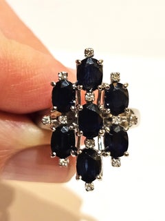3, 500 Rare 18KT Gold Large Important Estate 4CT Blue Sapphire Diamond Ring