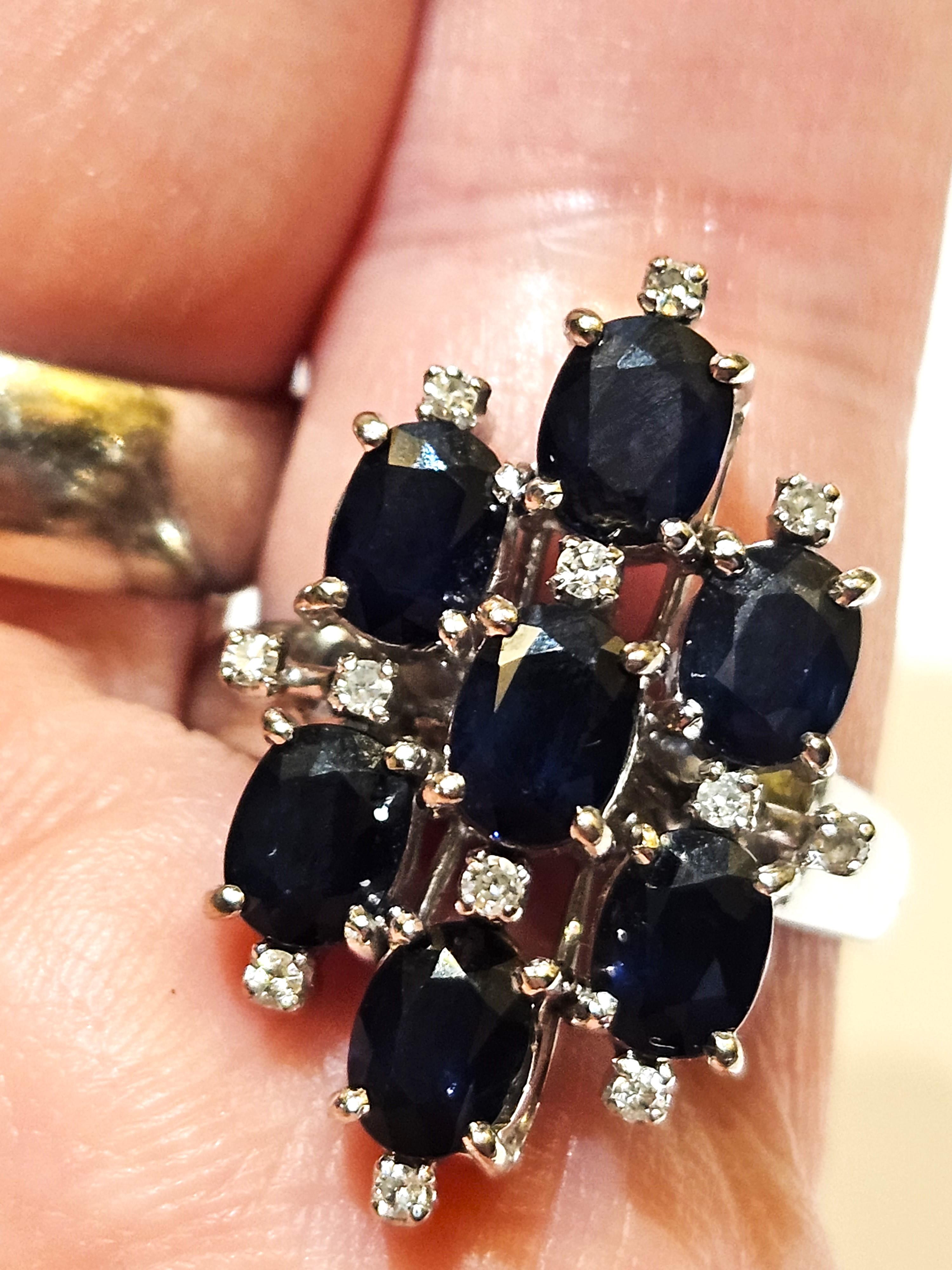 Mixed Cut 3, 500 Rare 18KT Gold Large Important Estate 4CT Blue Sapphire Diamond Ring For Sale