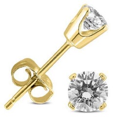3/8 Carat Diamond Stud Earrings in 14 Karat Yellow Gold