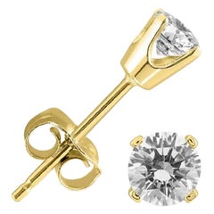 3/8 Carat Diamond Stud Earrings in 14 Karat Yellow Gold