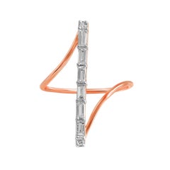 3/8 Carat Modern Minimilistic Baguette Certified Diamond Ring 14 Karat Gold