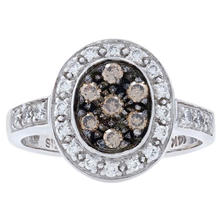 3/8 Carat Round Brilliant Diamond Le Vian Ring, 14 Karat White Gold Cluster Halo For Sale