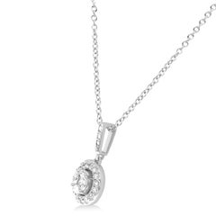 3/8 Carat Marquise & Round Certified Diamond Pendant/Necklace in 14 Karat White