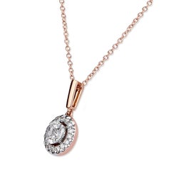 3/8 Carat Marquise & Round Certified Diamond Pendant/Necklace in 14 Karat Rose