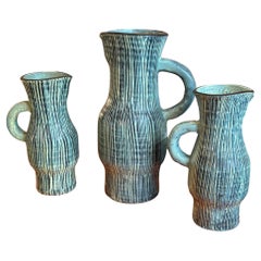 3 Accolay Ceramic Jug, signed France, 1960s