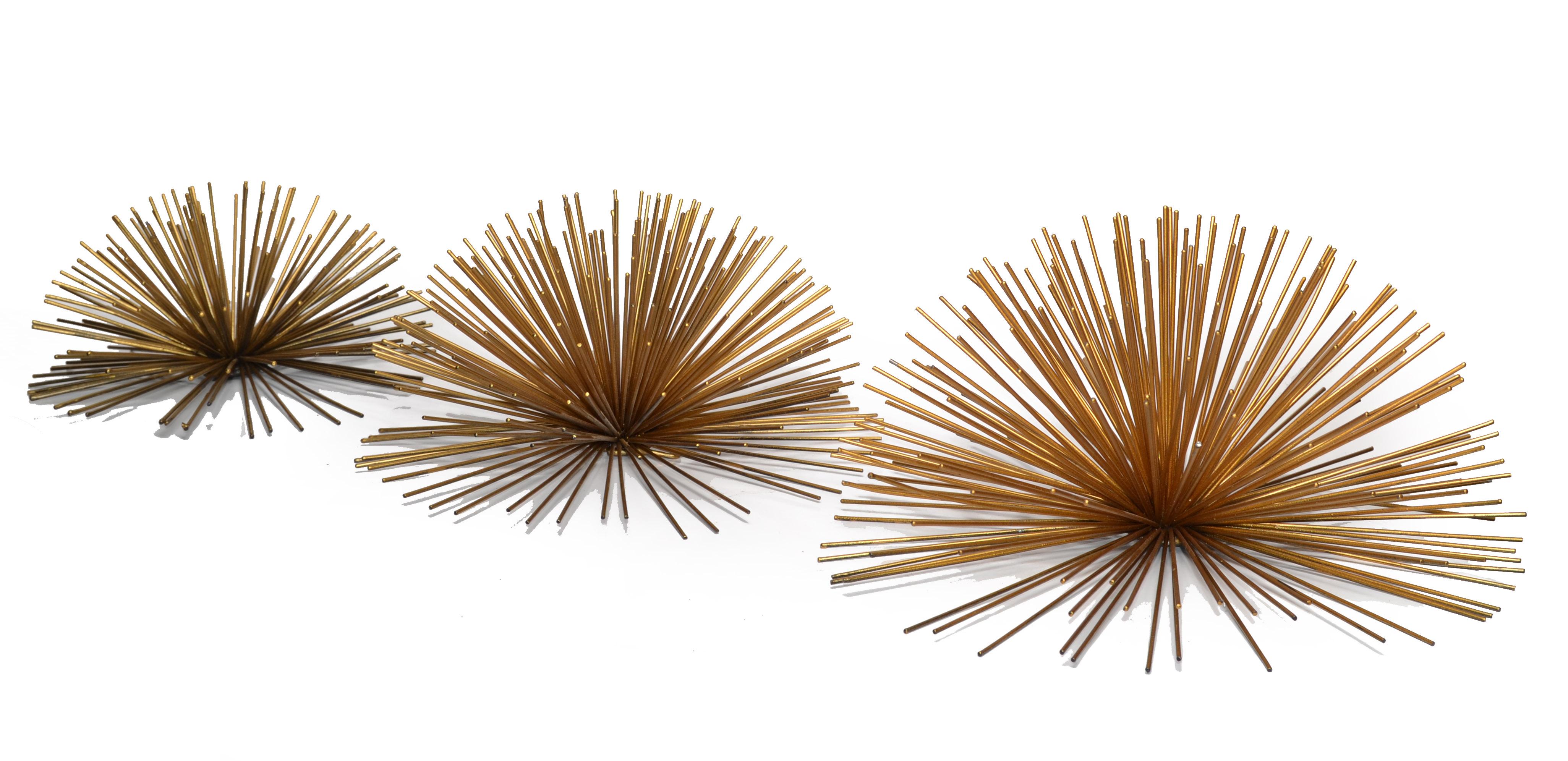 Painted 3 American Fine Art Curtis Jeré Style Steel Pom Pom Sea Urchin Wall Sculpture For Sale
