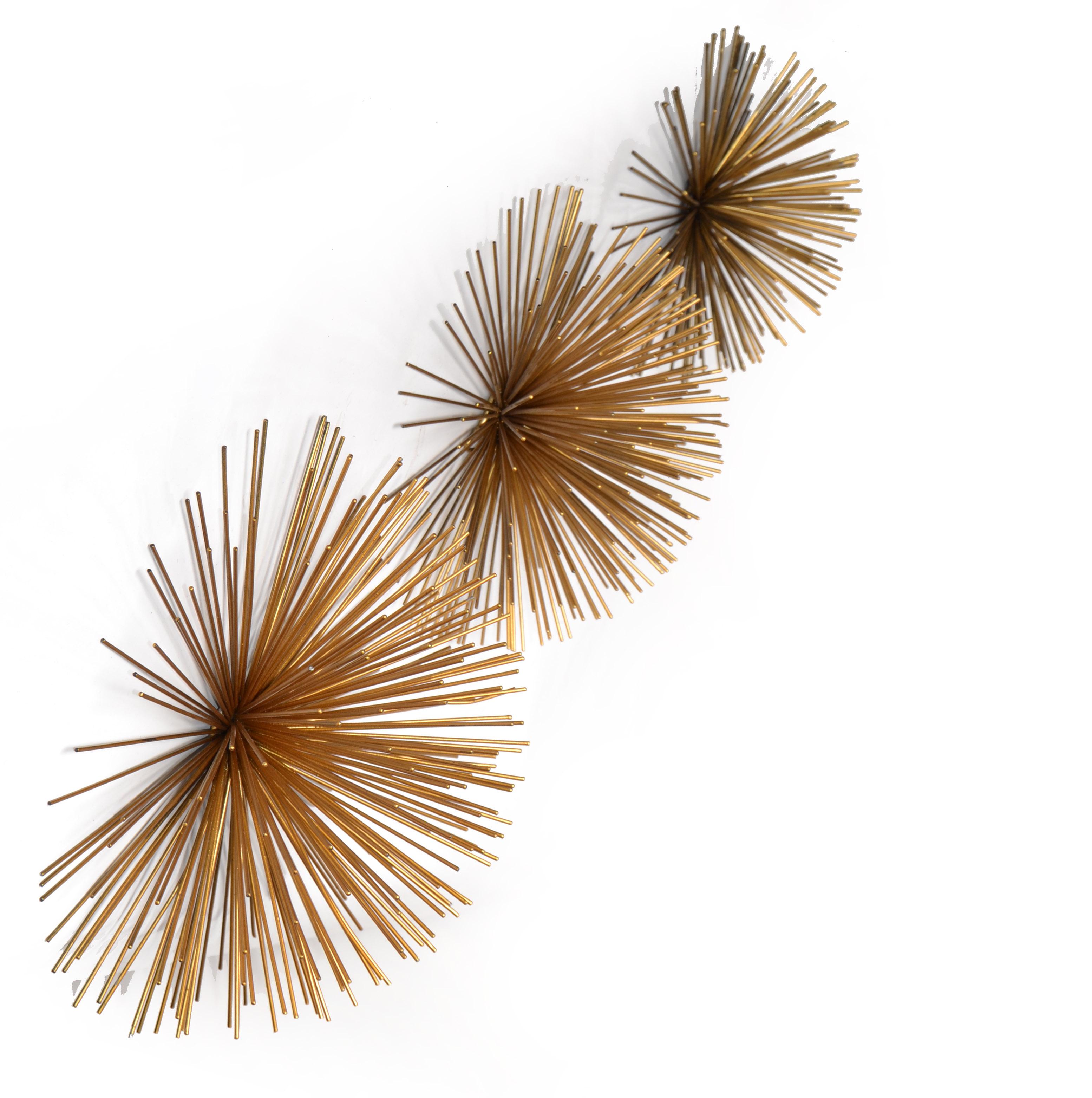 3 American Fine Art Curtis Jeré Style Steel Pom Pom Sea Urchin Wall Sculpture In Good Condition For Sale In Miami, FL