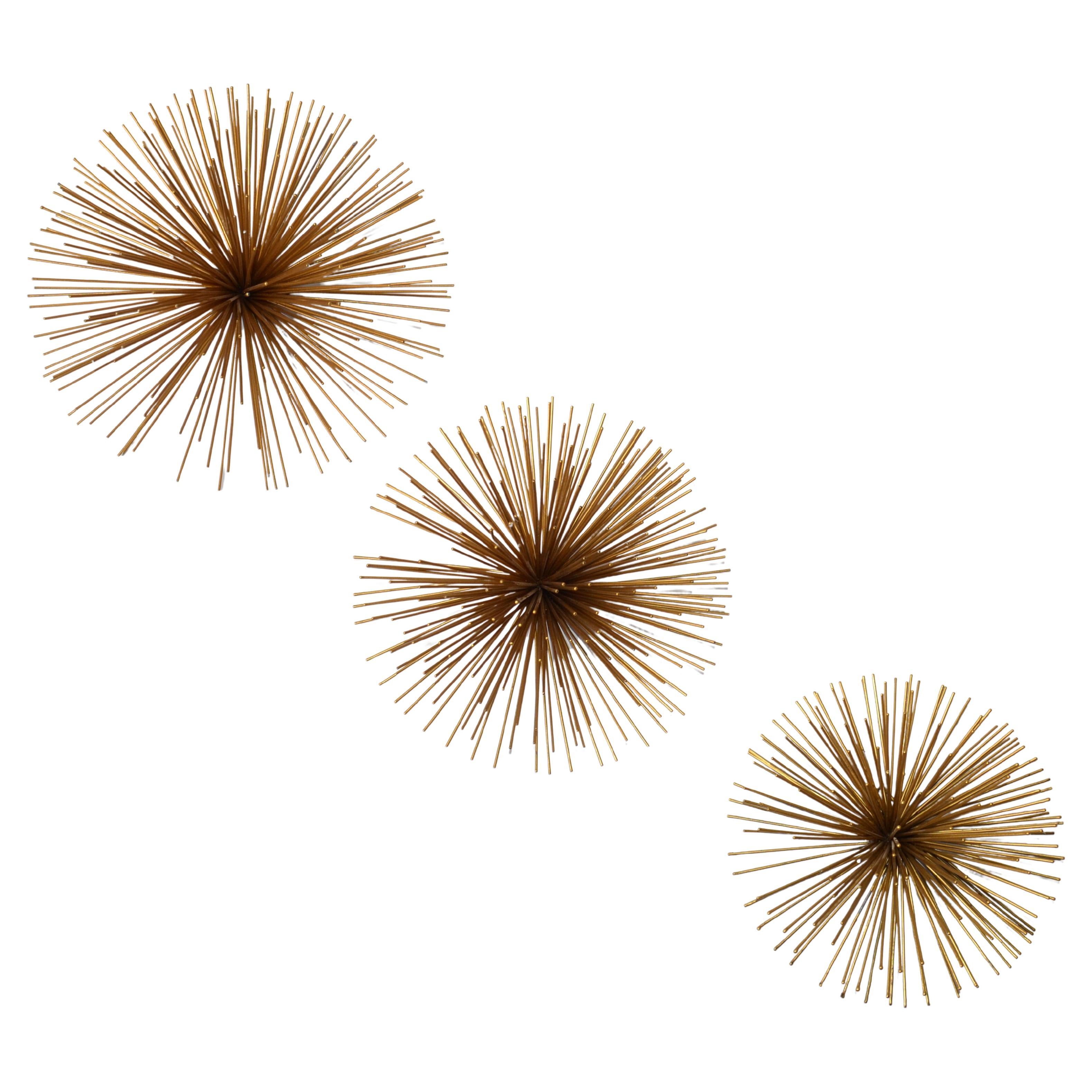 3 American Fine Art Curtis Jeré Style Steel Pom Pom Sea Urchin Wall Sculpture For Sale