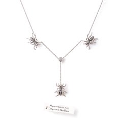 3 Ant Lariat Necklace White Gold Black Rhodium Diamonds