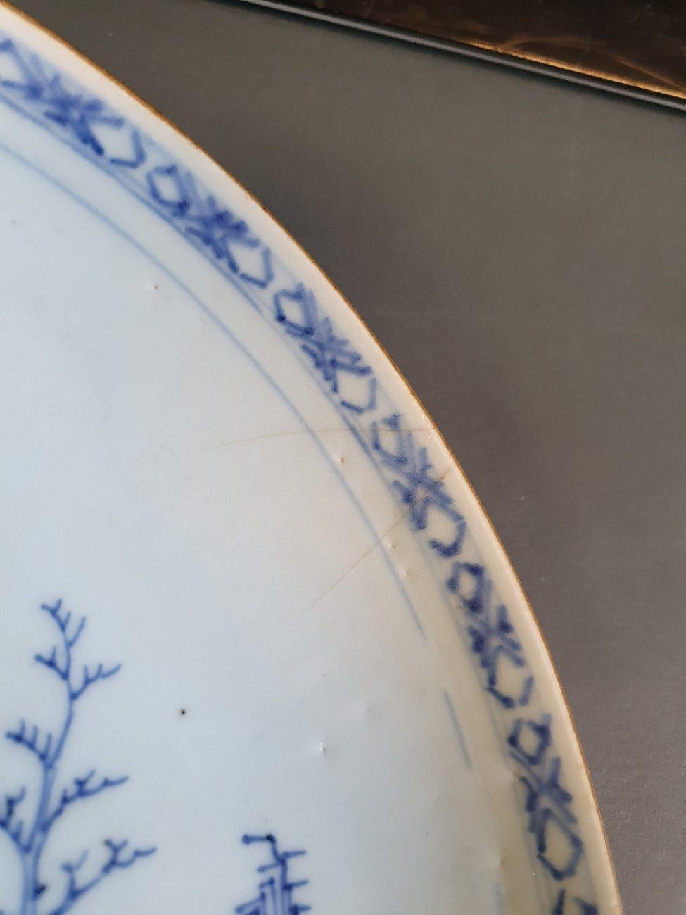 #3 Antique 18th C Chinese Porcelain Qianlong Blue and White Plates Landscape For Sale 7