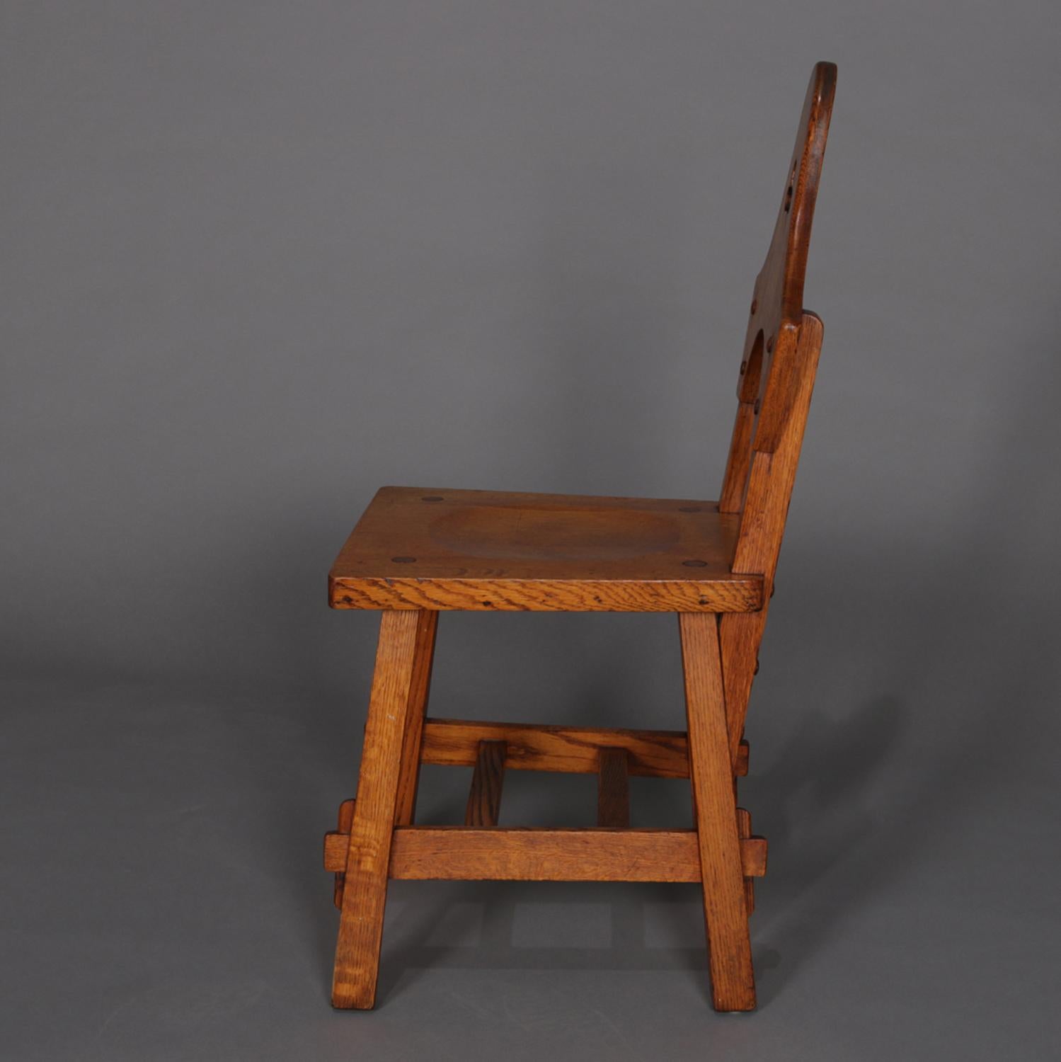 3 Antique Arts & Crafts Limbert Mission Oak Dining Chairs, circa 1910 1