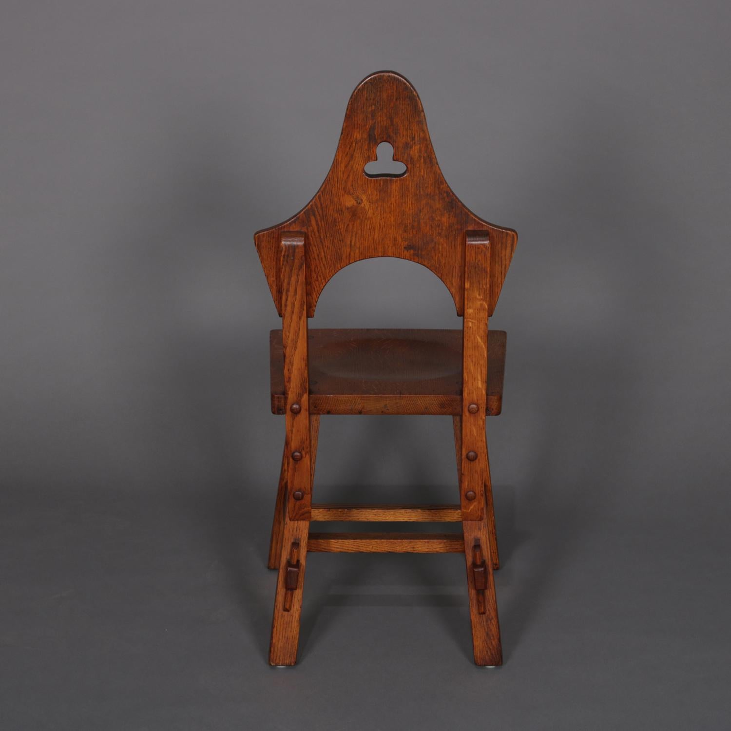 3 Antique Arts & Crafts Limbert Mission Oak Dining Chairs, circa 1910 2