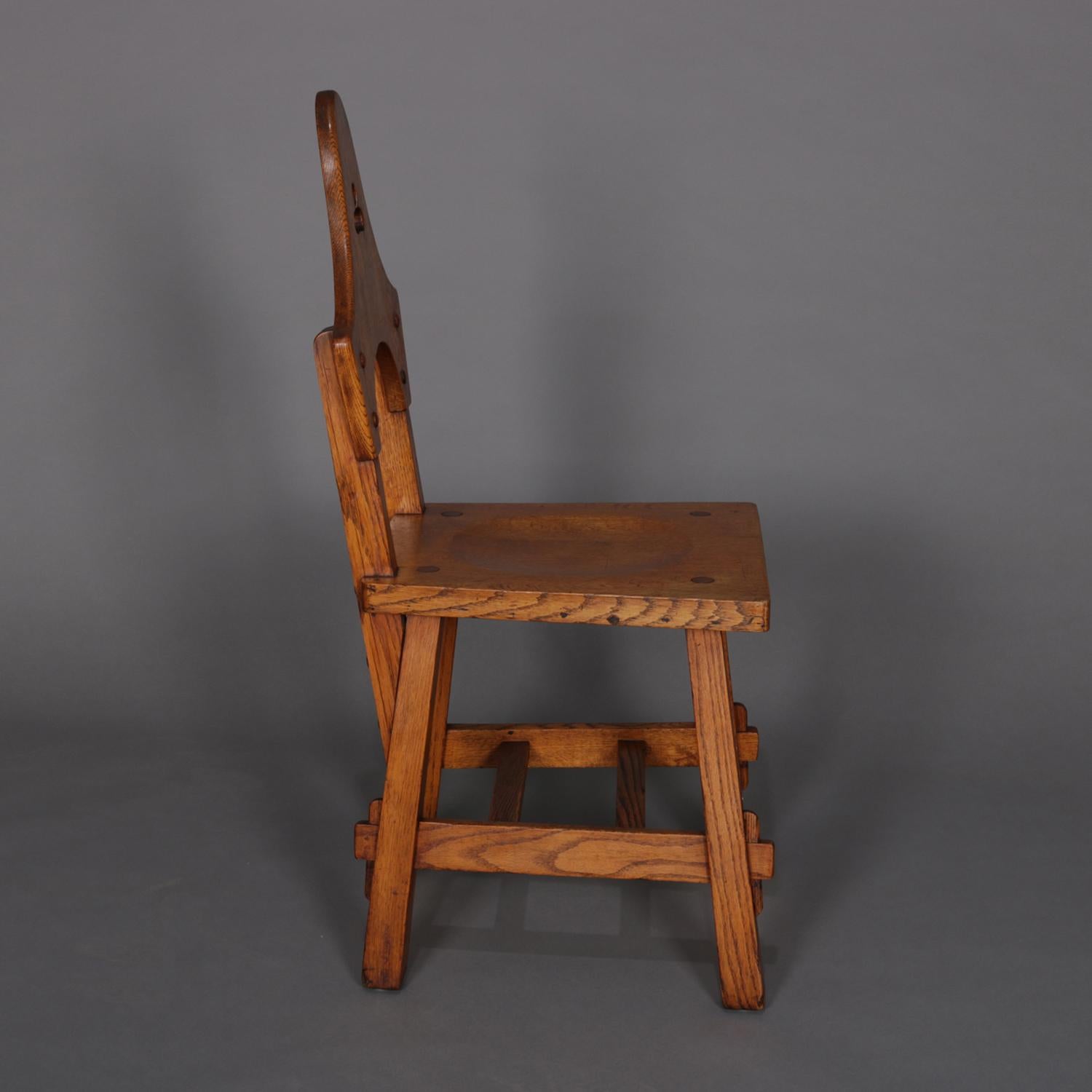 3 Antique Arts & Crafts Limbert Mission Oak Dining Chairs, circa 1910 3