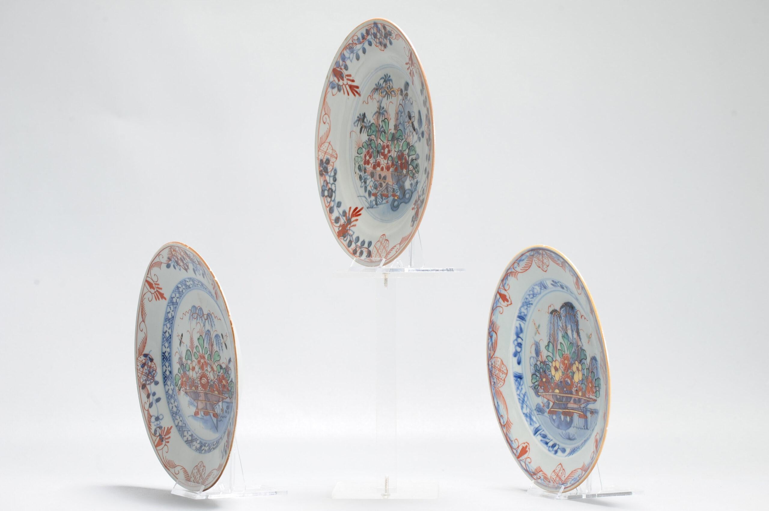 #3 Antique Ca 1720 Qing Dynasty Chinese Porcelain Dishes Amsterdams Bont For Sale 5