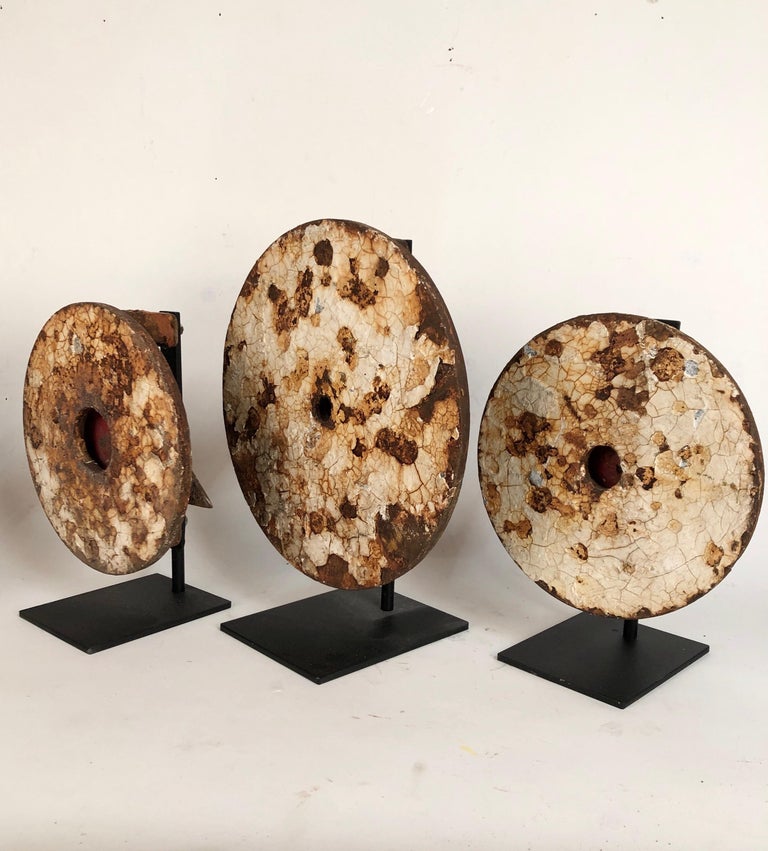 3 Antique Cast Iron Shooting Gallery Targets with Great Painted