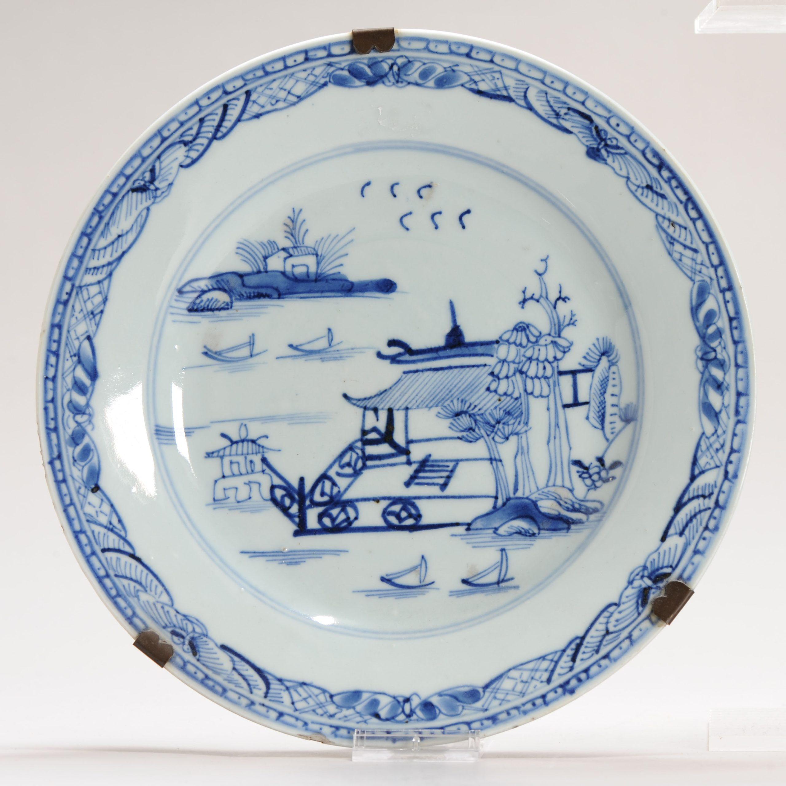 Qing #3 Antique Chinese Porcelain 18th C Kangxi/Yongzheng Blue White Set Dinner For Sale