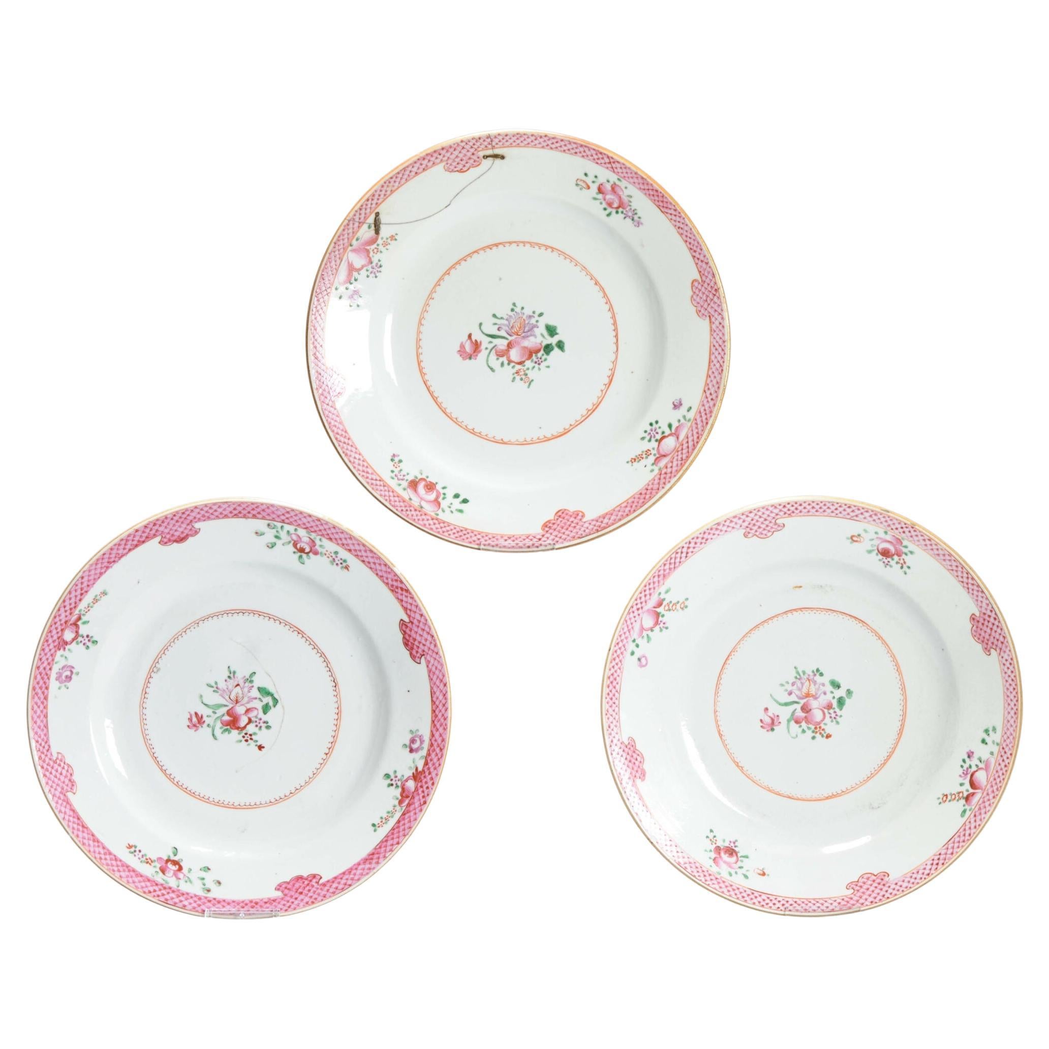 #3 Antique Chinese Porcelain 18th C QIanlong Fencai Set Dinner Plates