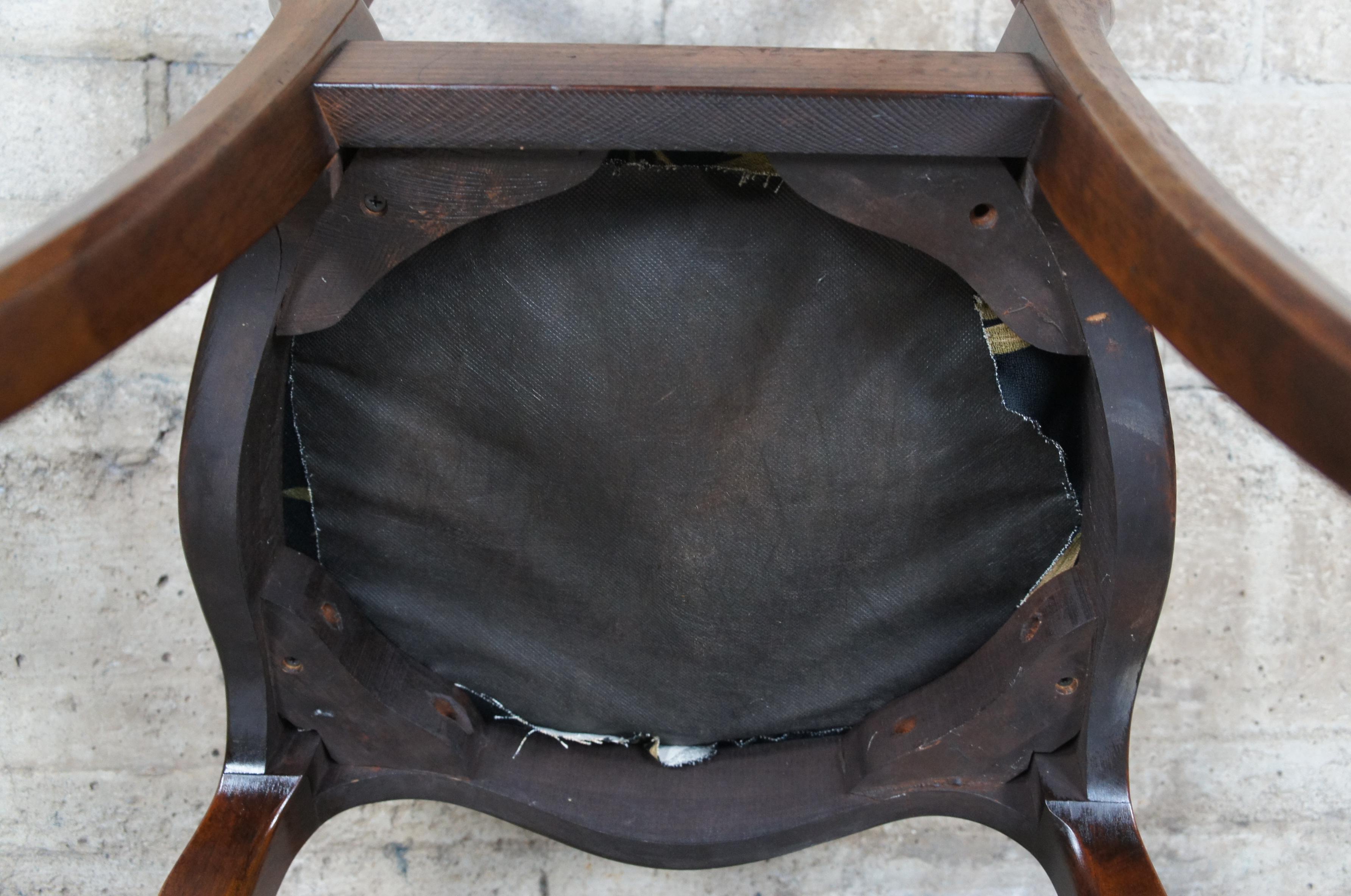3 antike französische viktorianische gepolsterte Beistellstühle aus Nussbaumholz, Esszimmer oder Parlor im Angebot 4