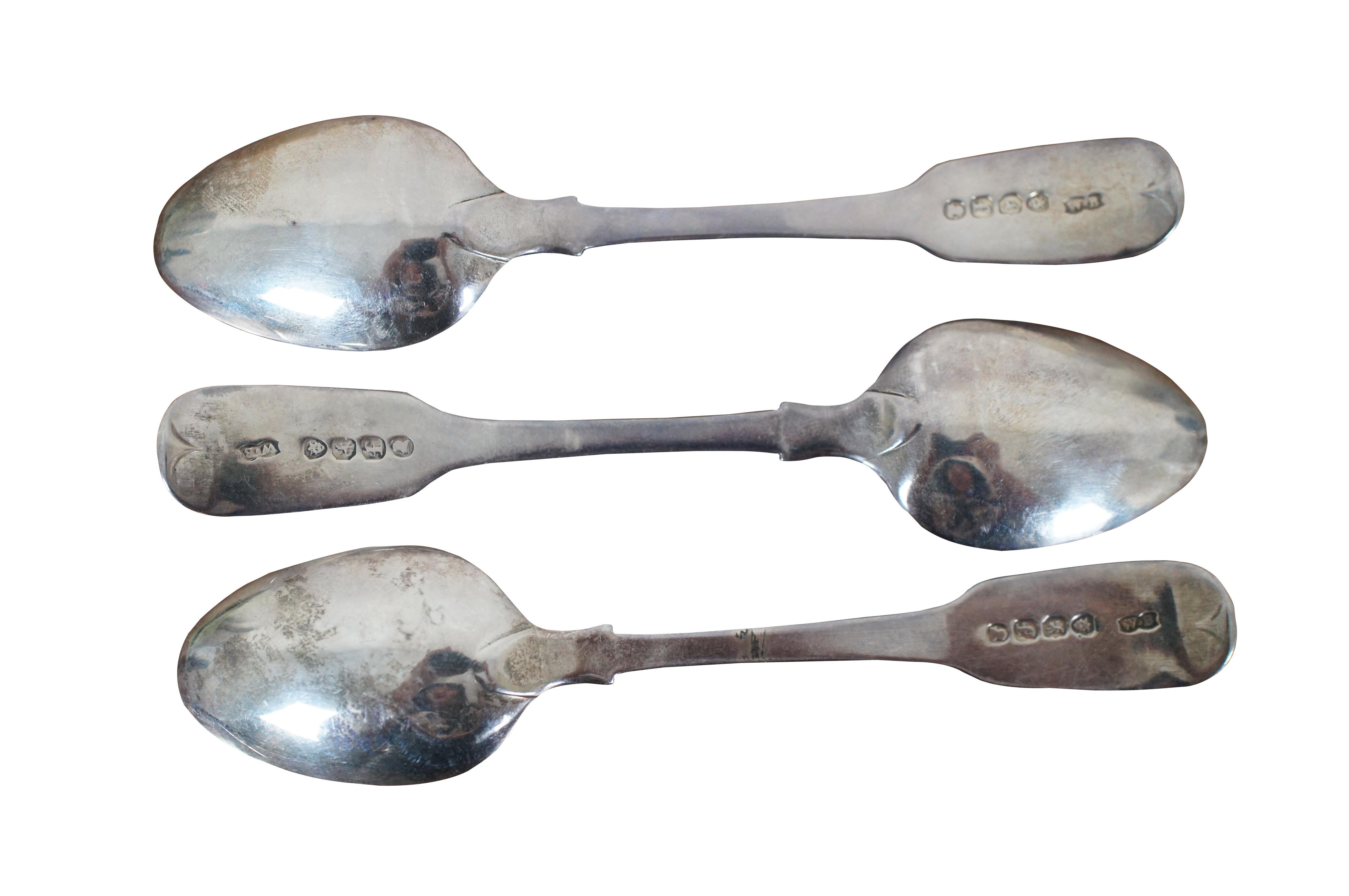 3 Antique Georgian 1821 William Bateman I Sterling Silver Tea Spoons 64g 5.5