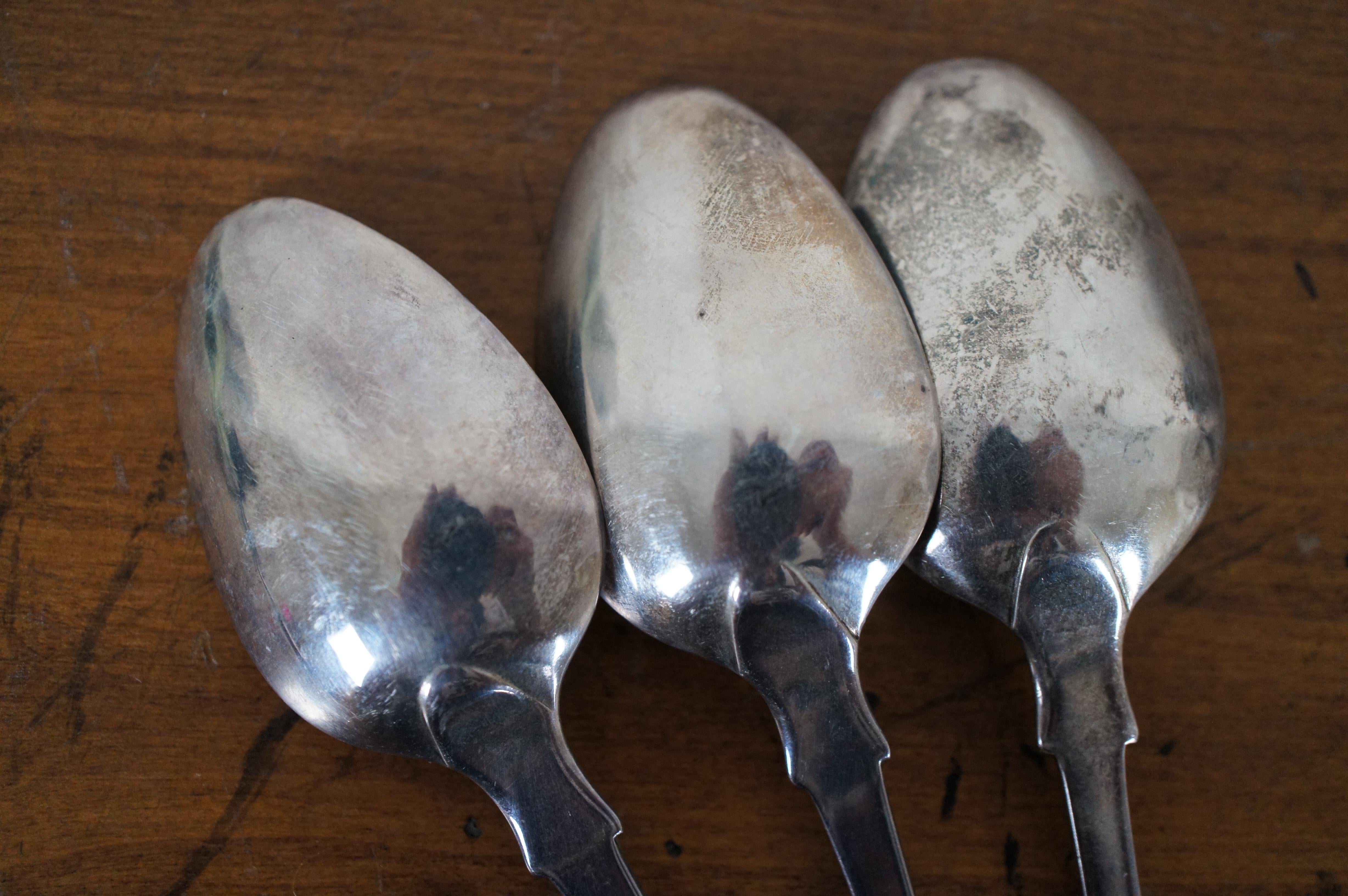 3 Antique Georgian 1821 William Bateman I Sterling Silver Tea Spoons 64g 5.5