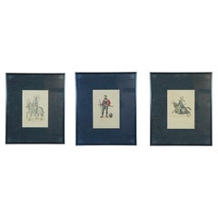 3 Retro German Hefner Alteneck Medieval Knights Armour Lithograph Prints 24"
