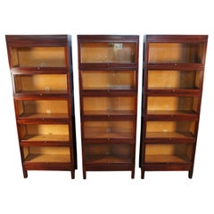 3 Vintage Globe Wernicke Walnut Mission Barrister Library Lawyers Bookcases