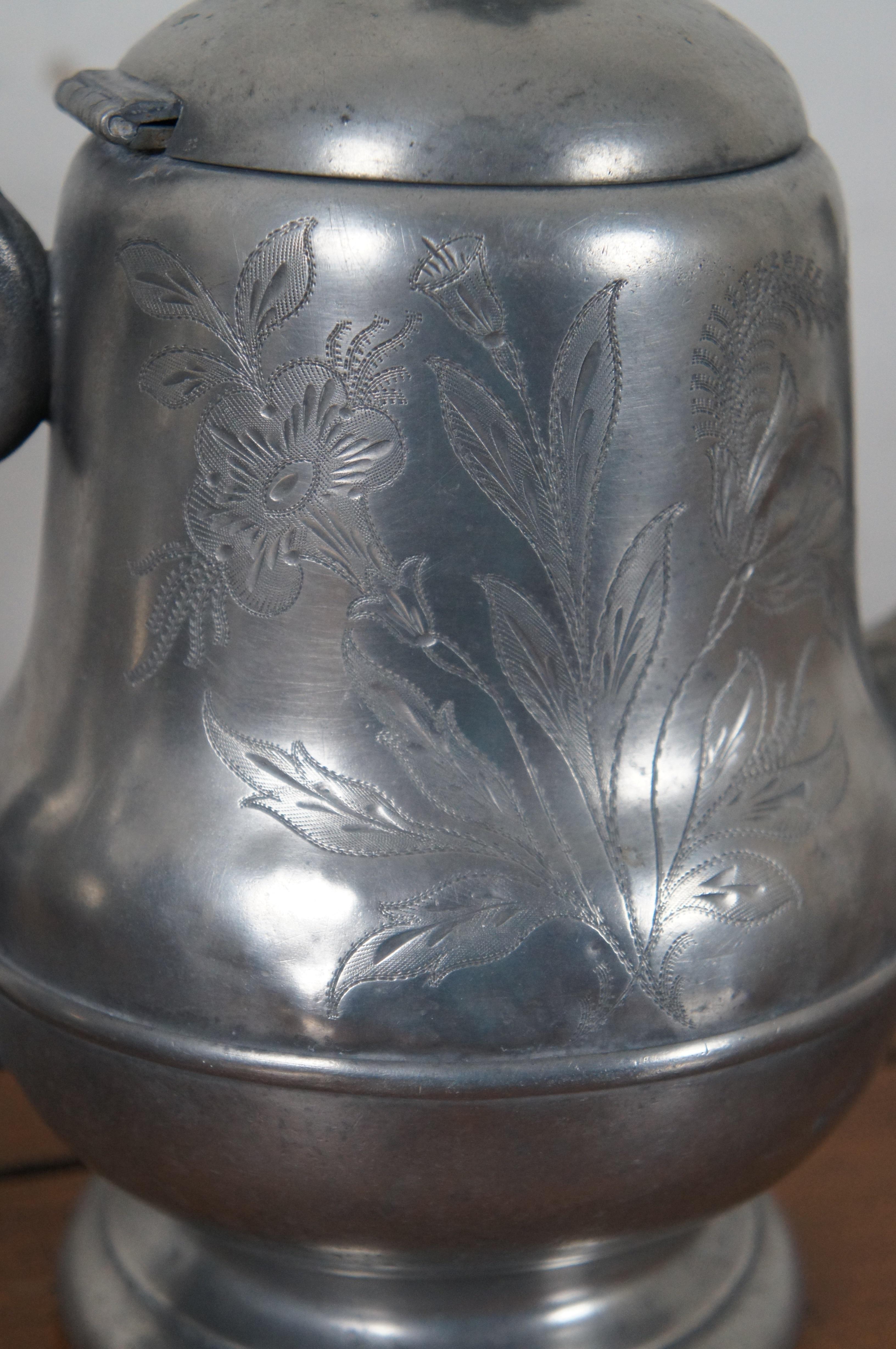 3 Antique H. Homan & Co Pewter Tea Coffee Teapot Sugar Bowl Creamer For Sale 1